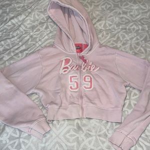 Light Pink Barbie zip cropped Hoodie Jacket size M